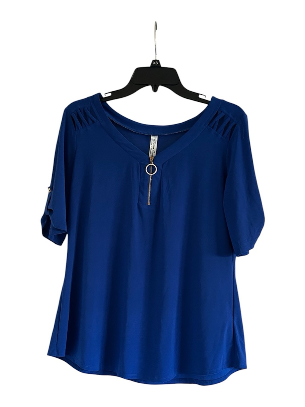 PerSeption Concept Ring Zip Blue Size Medium Short Sleeve Top
